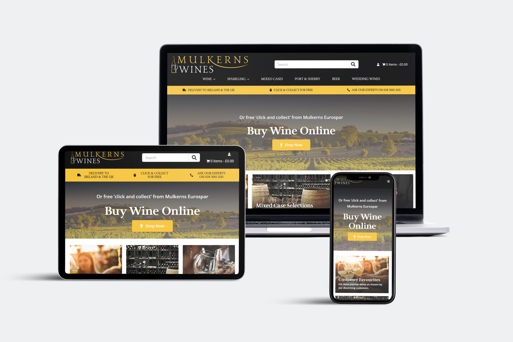 Mulkerns Wines responsive website design
